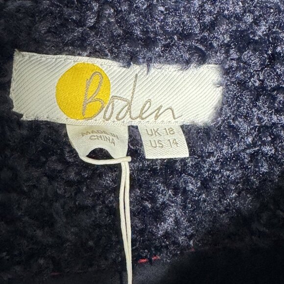 Boden Kemble Teddy Boucle Jacket Navy Blue UK 18 US size 14 snap front NWT - Picture 4 of 9